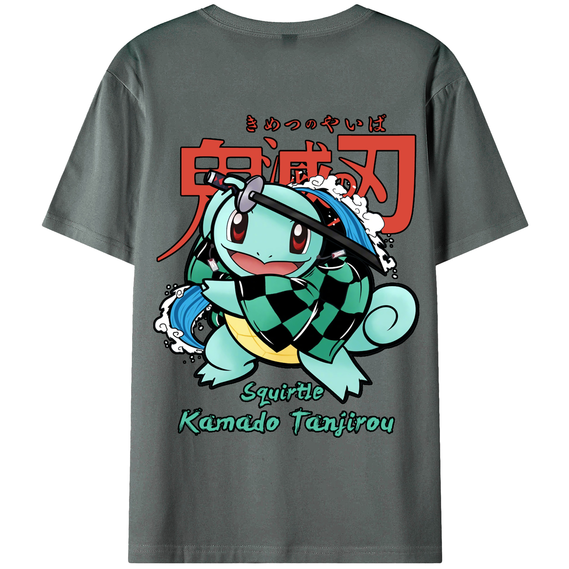 （画像用） 鬼滅の刃 竈門 炭治郎／かまど たんじろう Kamado Tanjirou 綿100％ メンズ半袖Tシャツ（バックプリント） 通気性